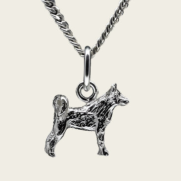 Zilveren Shiba inu ketting hanger - klein