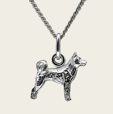 Zilveren Akita inu ketting hanger - klein