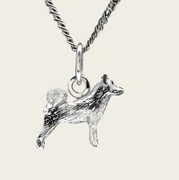 Zilveren Alaska malamute ketting hanger - klein