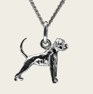 Zilveren Boxer oren ongecoupeerd met staart ketting hanger - klein