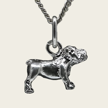 Silver Bulldog English Necklace Pendant - Small