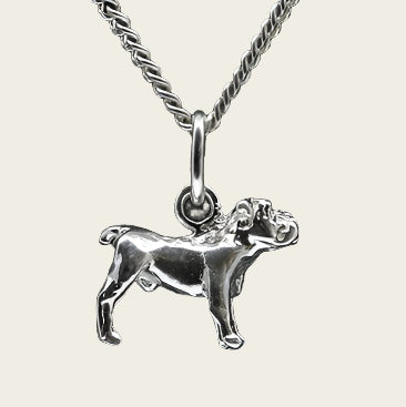 Silver Old English bulldog necklace pendant - small