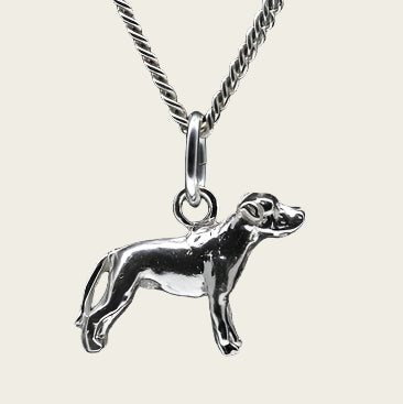 Zilveren Amerikaanse bulldog ongecoupeerd met staart ketting hanger - klein