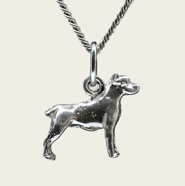 Zilveren Cane corso oren gecoupeerd ketting hanger - klein