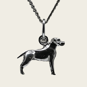 Zilveren Cane corso oren ongecoupeerd ketting hanger - klein