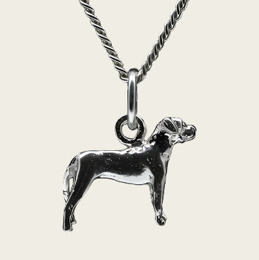 Zilveren Cane corso oren ongecoupeerd met staart ketting hanger - klein