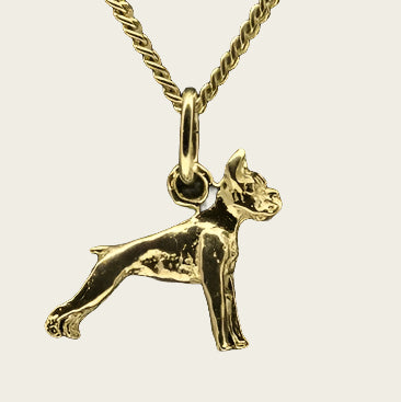 Gouden Boxer oren gecoupeerd ketting hanger - klein