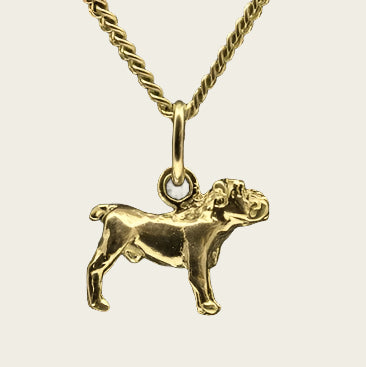 Gouden Old English Bulldog ketting hanger - klein