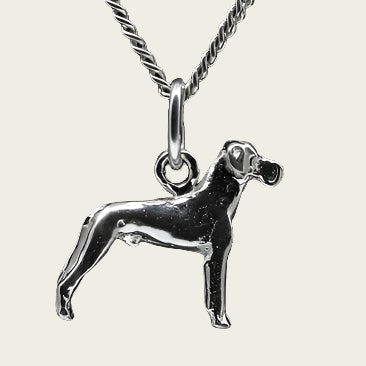 Zilveren Duitse dog oren ongecoupeerd ketting hanger - klein
