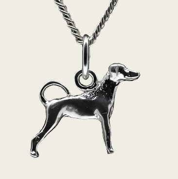 Zilveren Dobermann oren ongecoupeerd met staart ketting hanger - klein