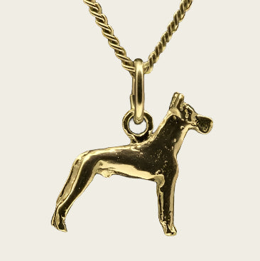 Gouden Duitse Dog oren gecoupeerd ketting hanger - klein