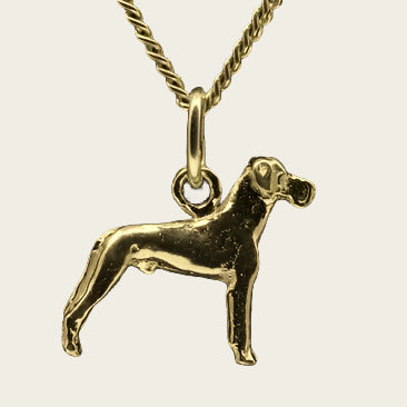 Gouden Duitse Dog oren ongecoupeerd ketting hanger - klein