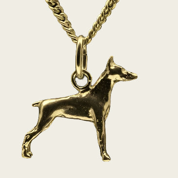 Gouden Dobermann oren gecoupeerd ketting hanger - klein