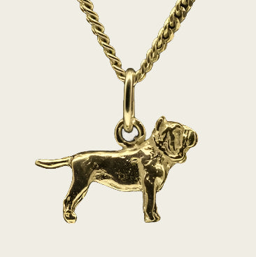 Golden Mastino Neapolitan ears cropped necklace pendant - small