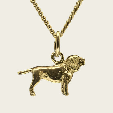 Golden Mastino Neapolitan ears uncropped necklace pendant - small