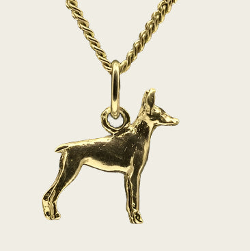 Gouden Dwergpincher oren gecoupeerd ketting hanger - klein