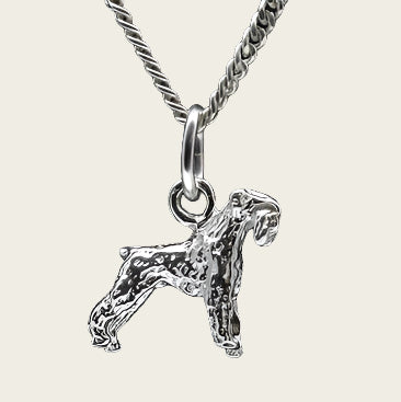 Zilveren Riesen schnauzer oren ongecoupeerd ketting hanger - klein