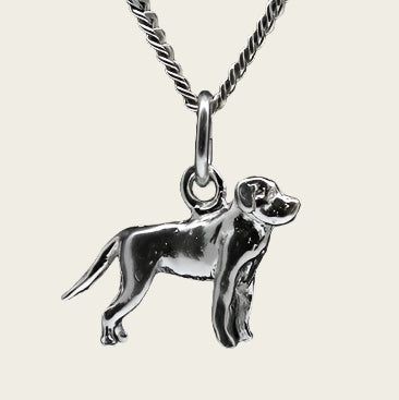 Zilveren Rottweiler met staart ketting hanger - klein