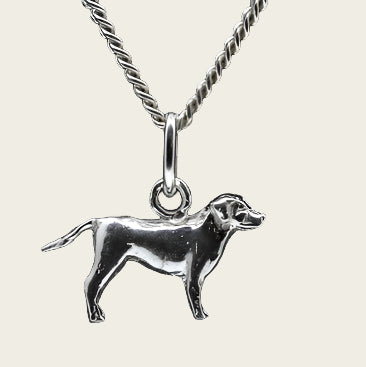 Silver Entlebucher Mountain Dog with Tail Necklace Pendant - Small
