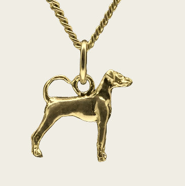 Gouden Duitse Pinscher oren ongecoupeerd met staart ketting hanger - klein