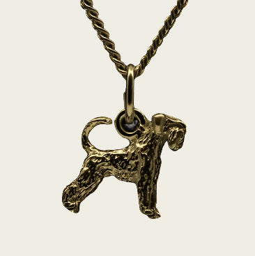 Golden Giant Schnauzer Ears Uncropped with Tail Chain Pendant - Small