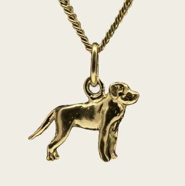 Gouden Rottweiler met staart ketting hanger - klein