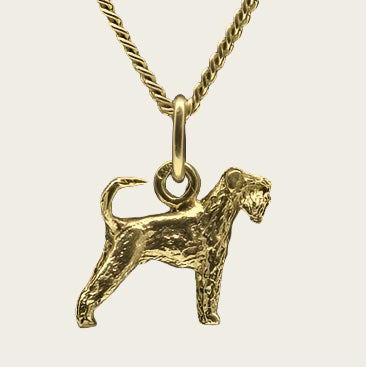 Golden Schnauzer medium ears uncropped with tail chain pendant - small