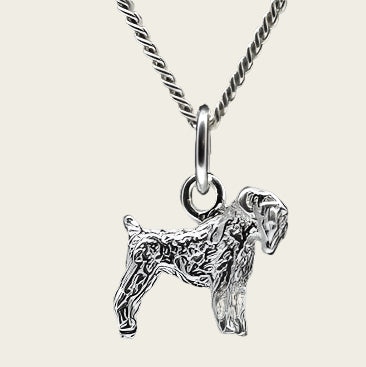 Zilveren Russian terrier zwart ketting hanger - klein