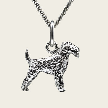 Zilveren Airedale terrier ketting hanger - klein