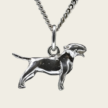 Zilveren Bull terrier ketting hanger - klein