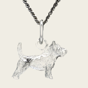 Zilveren Cairn terrier ketting hanger - klein