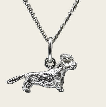 Zilveren Dandie dinmont terrier ketting hanger - klein
