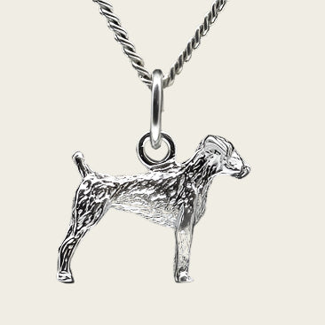Zilveren Duitse jachtterrier ketting hanger - klein