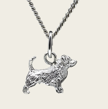 Zilveren Glen of imaal terrier met staart ketting hanger - klein