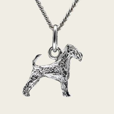 Zilveren Irish terrier met staart ketting hanger - klein