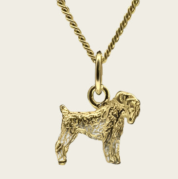 Gouden Russian Terrier zwart ketting hanger - klein