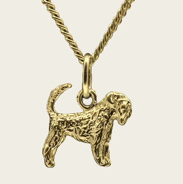 Gouden Russian Terrier zwart met staart ketting hanger - klein