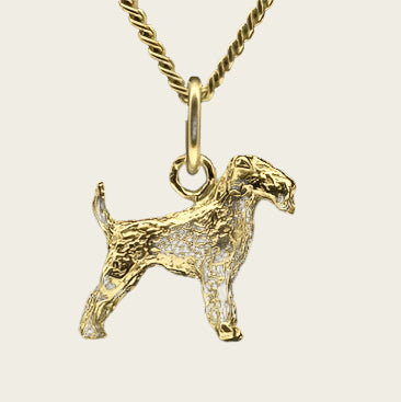 Gouden Airedale Terrier ketting hanger - klein