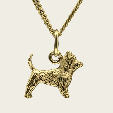 Gouden Australische Silky Terrier met staart ketting hanger - klein