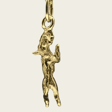 Gouden Bullterrier hangend aan stok ketting hanger - klein
