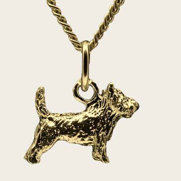 Gouden Cairn Terrier ketting hanger - klein