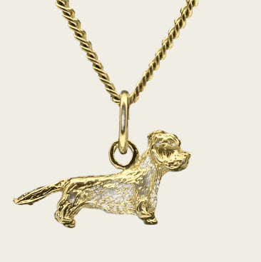 Gouden Dandie Dinmont Terrier ketting hanger - klein