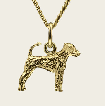 Gouden Duitse Jachtterrier met staart ketting hanger - klein