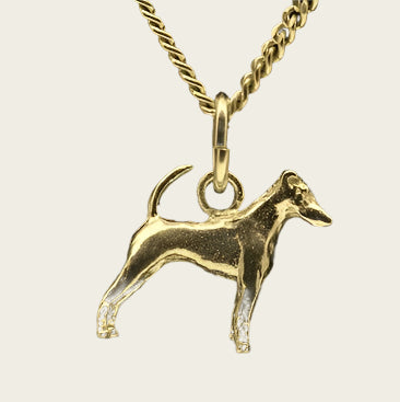 Gouden Fox Terrier gladhaar met staart ketting hanger - klein