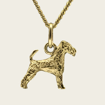 Gouden Irish Terrier met staart ketting hanger - klein