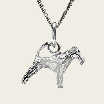 Zilveren Lakeland terrier met staart ketting hanger - klein