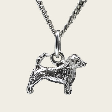 Zilveren Norfolk terrier met staart ketting hanger - klein