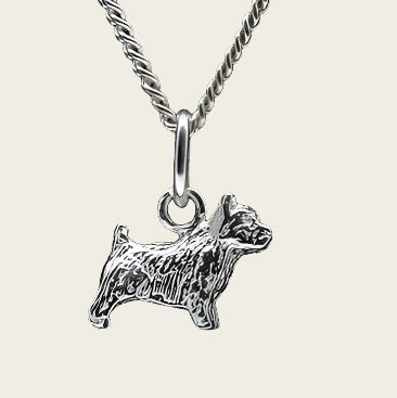 Zilveren Norwich terrier ketting hanger - klein