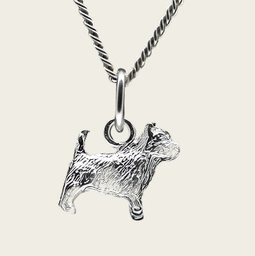Zilveren Norwich terrier met staart ketting hanger - klein