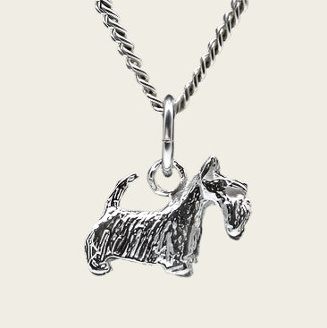 Zilveren Schotse terrier ketting hanger - klein
